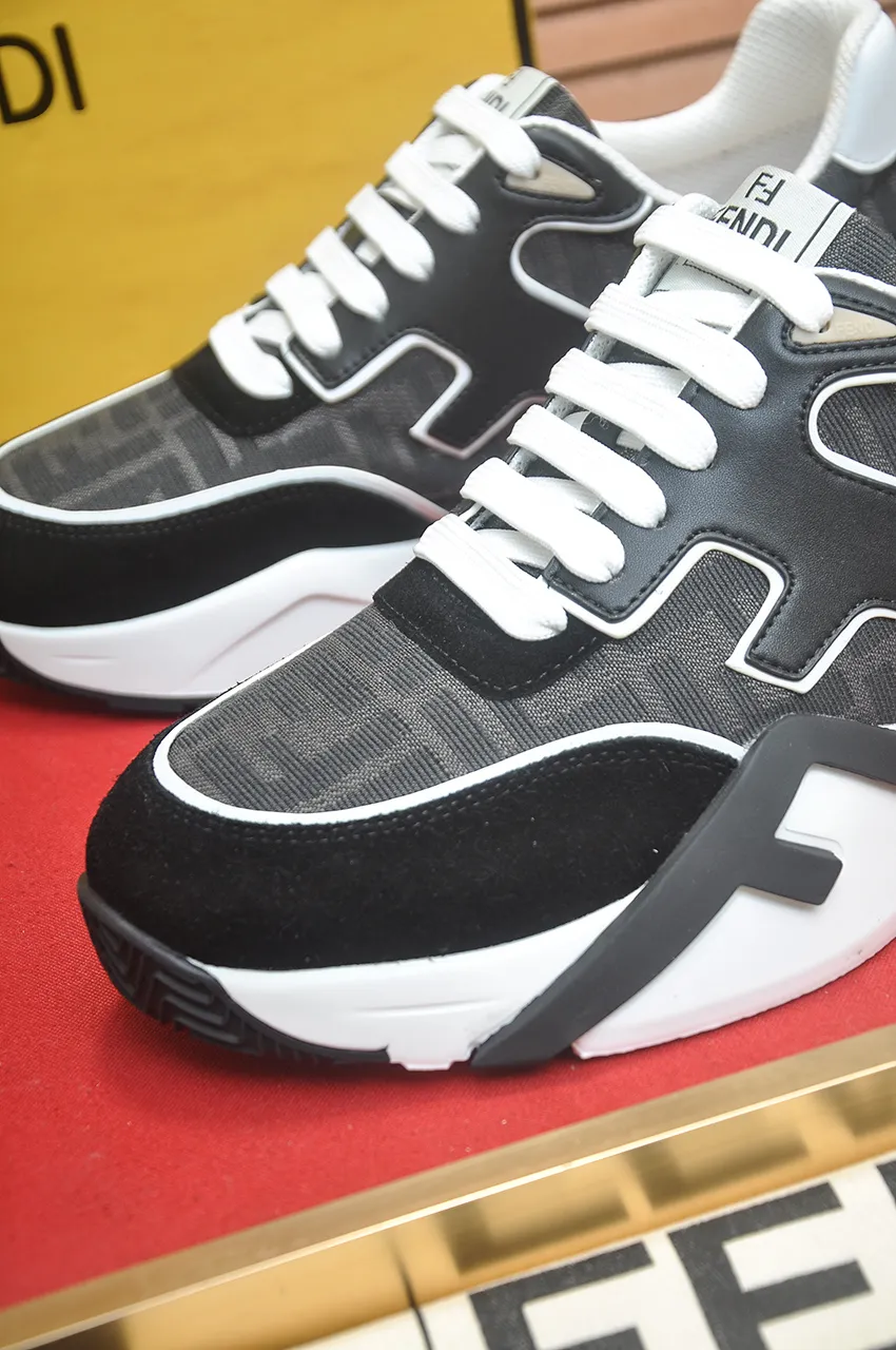 Men's shoes 💰600💶 [Fendi] The latest casual sports shoes 🔥 Many 💑 stars have the same style FD match. The original version is a one-to-one replica. Designer Kim Jones's first fendi match and Donkey brand Trainer basketball sneakers. Material: Original silk mesh. Lining: Breathable mesh. Packaging: Original 1:1 matching high-end packaging. Size: 38-45 (45 is custom-made and cannot be returned or exchanged)
